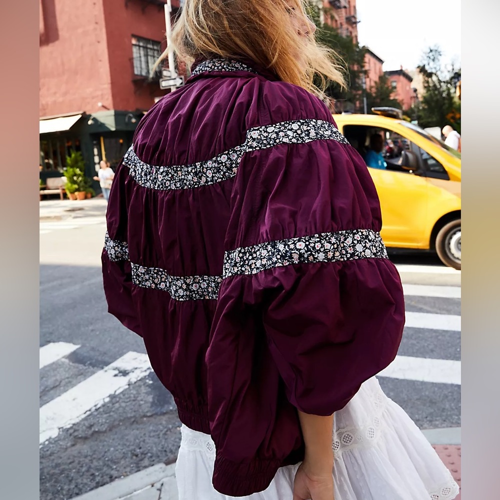 Free People Bomber Jacket on my mind BURGANDY